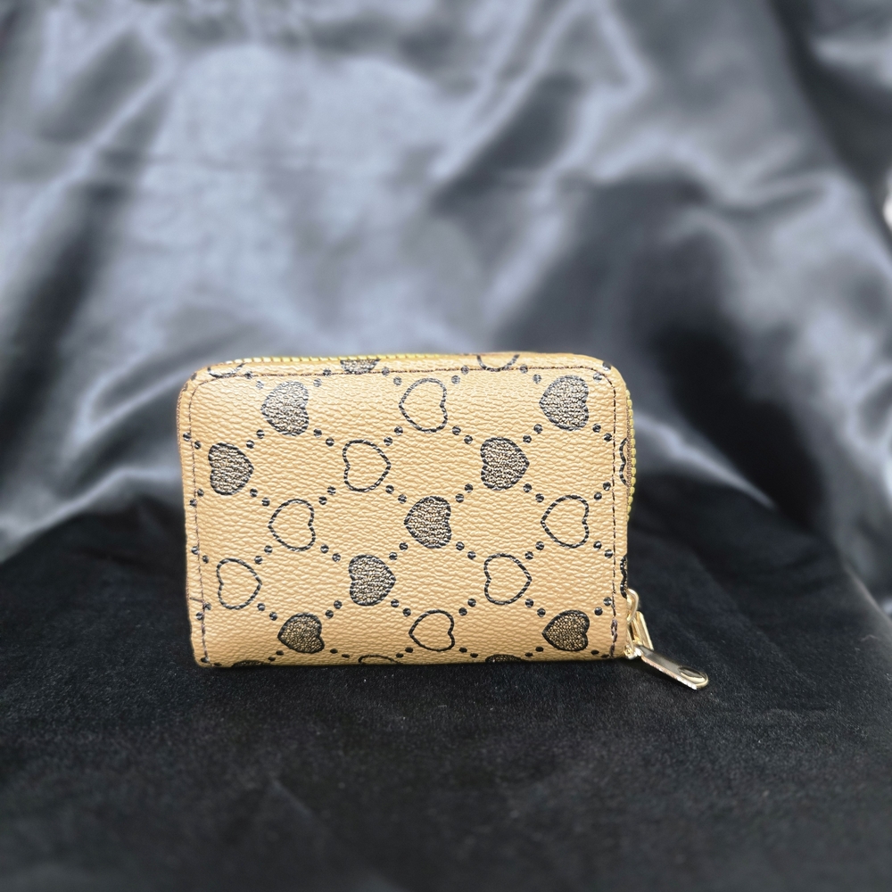 Tan Heart Pattern Women's Wallet